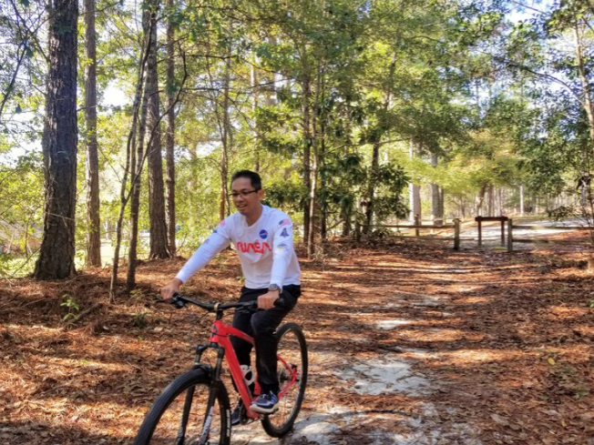 Goodale Nature Trail A man riding his bike down Goodale Nature Trail
